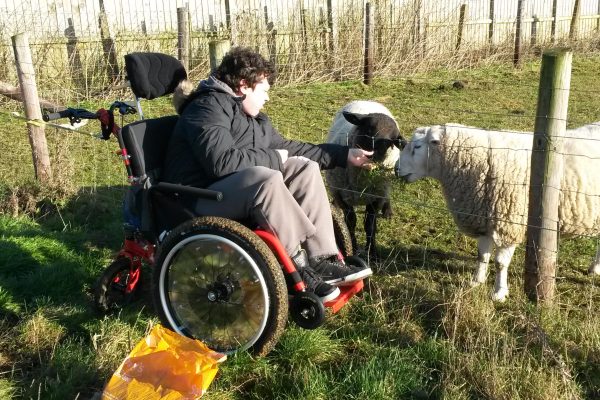 Joby can enjoy the farm thanks to his all terrain attendant wheelchair - the MT Push